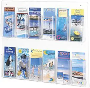 Safco 5671CL Clear2c™ 12 Pamphlet Display 28 3/4"w x 3"d x 23 1/2"h Clear