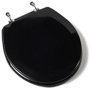 Jones Stephen C1B4R2-90CH Deluxe Molded Round Wood Toilet Seat with Chrome Hinges- Black