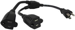 Comprehensive CPWR-ADPT2 Universal AC Power Splitter Extension 1 ft., Black