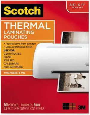 3M & Commercial Tape Div TP585450 Letter Size Thermal Laminating Pouches, 5 mil.
