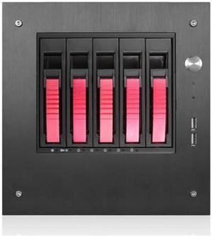 Compact Stylish 5 x 3.5" Hotswap mini-ITX Tower - Red HDD Handle