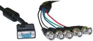 Cable Wholesale HD15 (SVGA) Male / BNC x 5 Male Double-Shielded w/ Ferrite Bead Black - 6 ft