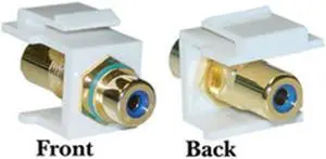 Cable Wholesale Keystone Insert, White, RCA Female Coupler (Blue RCA)
