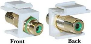 Cable Wholesale Keystone Insert, White, RCA Female Coupler (Green RCA)
