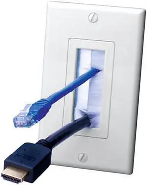Vanco 120817X 1-Gang Decorator-Style Brush Bulk Cable Wallplate - White