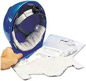 MSA SAFETY 696688 Hard Hat Sweatband, (10/pkg), Terry Cloth, Gray