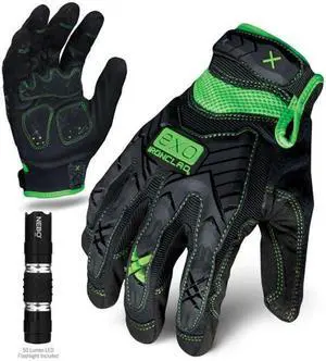 IRONCLAD EXO-MIG-04-L Large Black TPR Closure Cuff Impact Utility Glove
