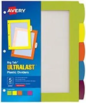 Avery-Dennison 24900 Big Tab Ultralast Plastic Dividers, 5-Tab - 8.5 x 11 in.