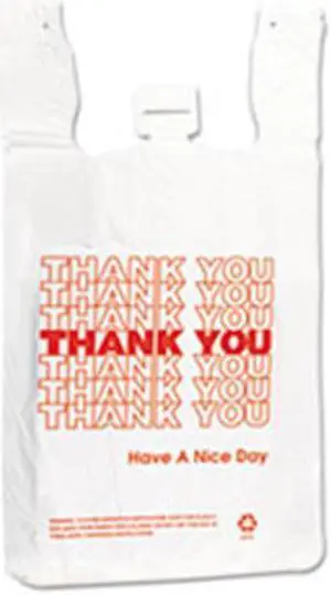 Inteplast Group THW2VAL 12 x 7 x 13 in. 14 Microns T-Shirt Thank You Bag - White
