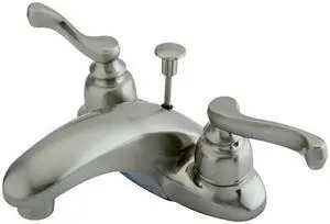 Kingston Brass KB628FL 4 in. Centerset Lavatory Faucet with Handle, Satin Nickel