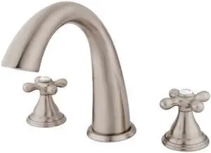 Kingston Brass KS5368AX Roman Tub Filler with Handle Cross Handle, Satin Nickel