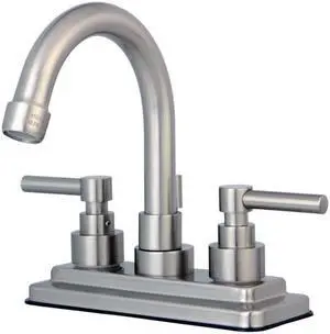 Kingston Brass KS8668EL 4 in. Twin Lever Handle Lavatory Faucet, Satin Nickel