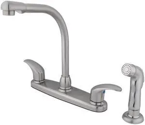 Kingston Brass KB718LLSP 8 in. High Arch Spout Kitchen Faucet with Sprayer, Satin Nickel
