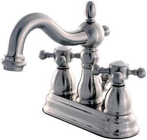 Kingston Brass KB1608BX 4 in. Heritage Centerset Lavatory Faucet with Metal Lever Handle, Satin Nickel