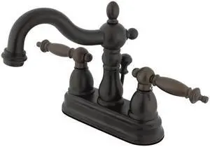 Kingston Brass KB1605TL 4 in. Heritage Centerset Lavatory Faucet with Retail Pop-Up & Metal Lever Handle Oil Rubbed Bronze