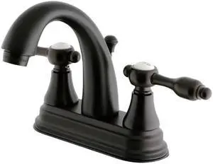 Kingston Brass KS7615TAL 4 in. Centerset Lavatory Faucet with Metal Pop-Up Drain Assembly, Oil Rubbed Bronze
