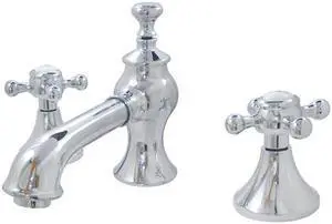 Kingston Brass KC7061BX English Country Widespread Lavatory Faucet with Elegant Cross Handle & Brass Pop-Up, Chrome