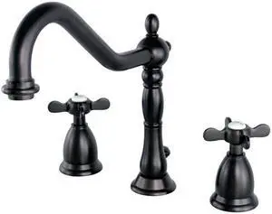 Kingston Brass KS1995BEX Widespread Lavatory Faucet with Cross Handle & Brass Pop-Up, Oil Rubbed Bronze