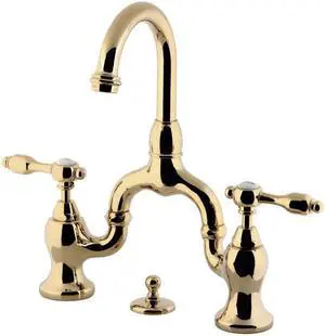 Kingston Brass KS7992TAL Bridge Lavatory Faucet with Brass Pop-Up, Polished Brass