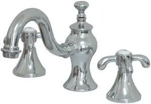 Kingston Brass KC7161TX French Country Widespread Lavatory Faucet with Classy Cross Handle & Brass Pop-Up, Chrome