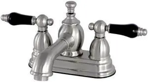 Kingston Brass KS7008PKL 4 in. Centerset Lavatory Faucet with Brass Pop-Up, Satin Nickel