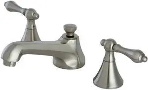 Kingston Brass KS4478AL Widespread Lavatory Faucet with Brass Pop-Up with Metal Lever Handle, Satin Nickel