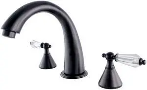Kingston Brass KS2365WLL Roman Tub Filler Bath Tub Faucet Faucet with Crystal Lever Handle, Oil Rubbed Bronze