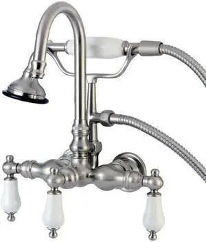 Kingston Brass AE11T8 Aqua Eden Vintage Wall Mount Clawfoot Tub Faucet, Satin Nickel