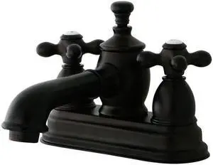 Kingston Brass KS7005AX 4 in. English Country Centerset Lavatory Faucet with Brass Pop-Up Cross Handle, Oil Rubbed Bronze
