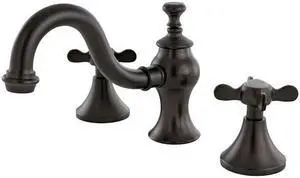 Kingston Brass KC7165BEX Widespread Lavatory Faucet with Cross Handle & Brass Pop-Up, Oil Rubbed Bronze