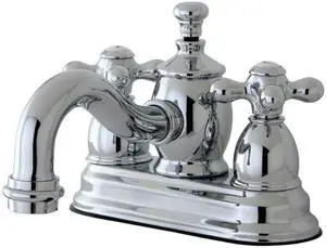 Kingston Brass KS7101AX 4 in. Centerset Lavatory Faucet with Brass Pop-Up Cross Handle, Polished Chrome