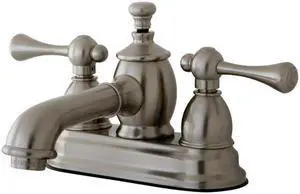 Kingston Brass KS7008BL 4 in. Vintage Centerset Lavatory Faucet with Brass Pop-Up, Satin Nickel