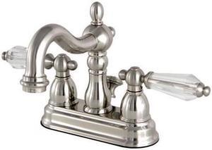 Kingston Brass KB1608WLL 4 in. Centerset Lavatory Faucet with Retail Pop-Up, Satin Nickel