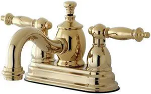 Kingston Brass KS7102TL 4 in. Templeton Centerset Lavatory Faucet with Brass Pop-Up & Metal Lever Handle Polished Brass