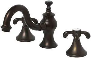 Kingston Brass KC7165TX Duches Widespread Lavatory Faucet with Classy Cross Handle & Brass Pop-Up, Oil Rubbed Bronze
