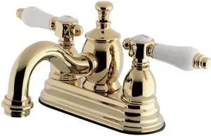 Kingston Brass KS7102BPL 4 in. Centerset Lavatory Faucet with Brass Pop-Up, Polished Brass
