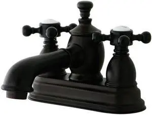 Kingston Brass KS7005BX 4 in. English Country Centerset Lavatory Faucet with Brass Pop-Up Cross Handle, Oil Rubbed Bronze