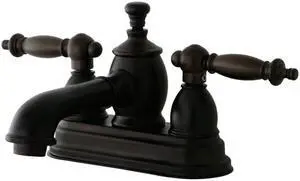 Kingston Brass KS7005TL 4 in. Templeton Centerset Lavatory Faucet with Brass Pop-Up & Metal Lever Handle Oil Rubbed Bronze