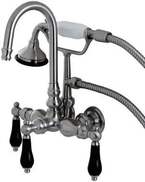 Kingston Brass AE7T8PKL Aqua Eden Wall Mount Clawfoot Tub Faucet, Satin Nickel