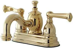 Kingston Brass KS7102FL 4 in. Royale Centerset Lavatory Faucet with Brass Pop-Up & Metal Lever Handle Polished Brass