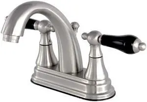 Kingston Brass KS7618PKL 4 in. Centerset Lavatory Faucet with Brass Pop-Up, Satin Nickel
