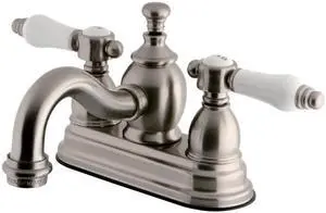 Kingston Brass KS7108BPL 4 in. Centerset Lavatory Faucet with Brass Pop-Up, Satin Nickel