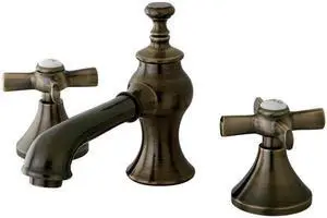 Kingston Brass KC7063ZX Millennium widespread Lavatory Faucet with Brass Pop-Up Drain, Antique Brass