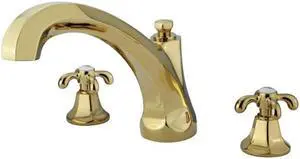 Kingston Brass KS4322TX French Country Roman Tub Filler with Cross Handle, Polished Brass