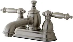 Kingston Brass KS7008TL 4 in. Templeton Centerset Lavatory Faucet with Brass Pop-Up, Satin Nickel