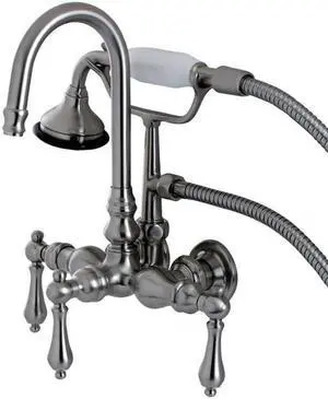 Kingston Brass AE7T8 Aqua Eden Vintage Wall Mount Clawfoot Tub Faucet, Satin Nickel