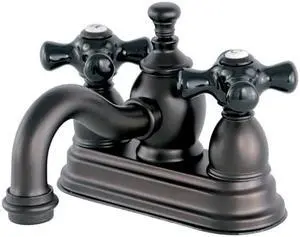 Kingston Brass KS7105PKX 4 in. Curved Spout Centerset Lavatory Faucet with Brass Pop-Up Cross Handle, Oil Rubbed Bronze