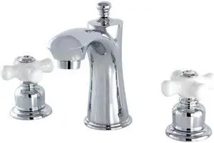 Kingston Brass KB7961PX Victorian Widespread Lavatory Faucet with Procelain Cross Handle, Polished Chrome