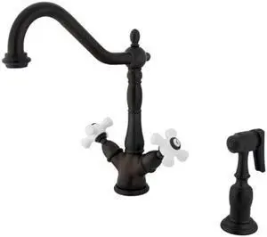 Kingston Brass KS1235PXBS Mono Deck Mount Kitchen Faucet With Brass Sprayer - Oil Rubbed Bronze