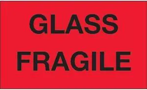 Tape Logic DL1201 3 x 5 in. - Glass - Fragile Fluorescent Red Labels - Roll of 500